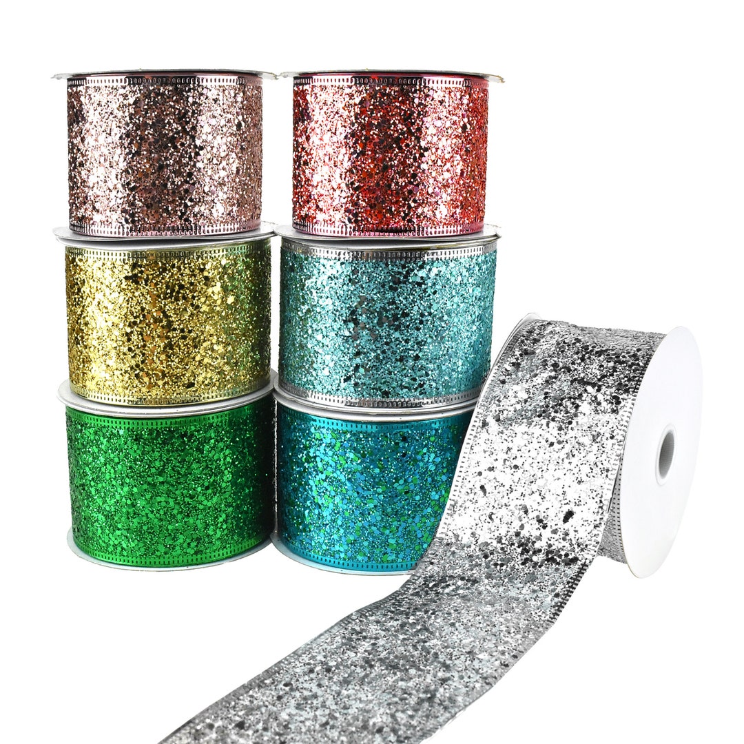 Disco Glitter Metallic Edge Wired Ribbon, 2-1/2-inch, 10-yard - Etsy