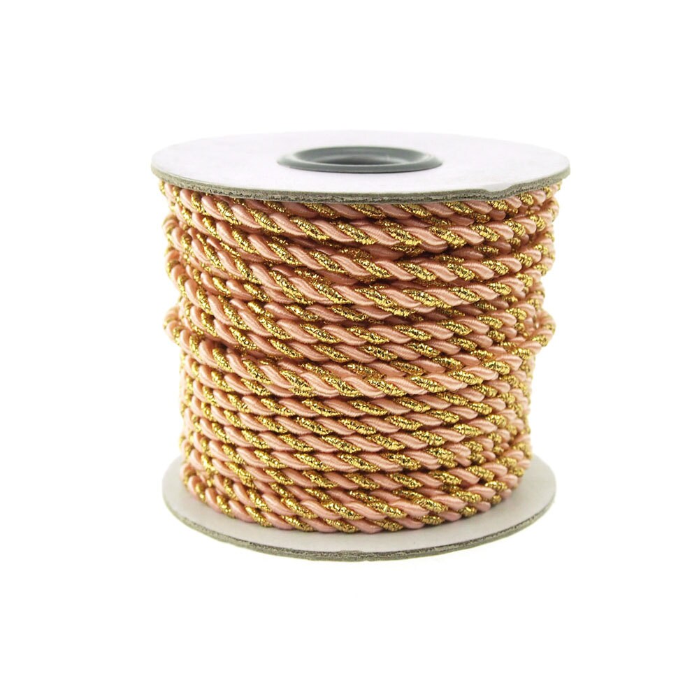 Gold Trim Twisted Cord Rope 2-ply, 3-mm, 1/8-inch, 25-yard