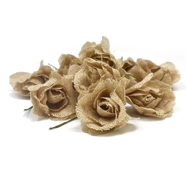 Burlap Craft Roses, Natural, 2-1/2-Inch, 12-Piece