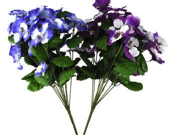 Artificial Pansy Floral Craft Bush, 17-inch