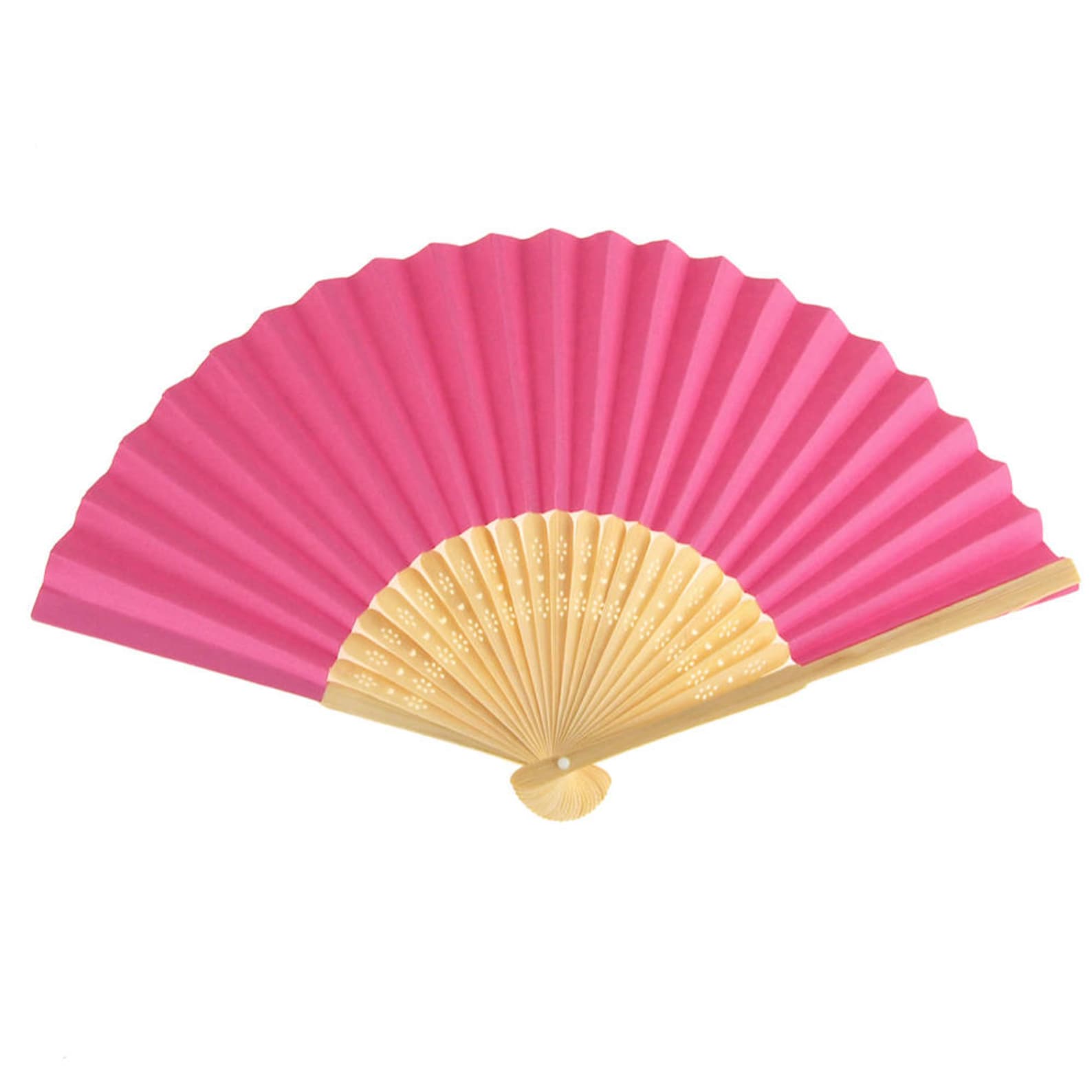 Paper Folding Hand Fan W/ Wooden Handle 8inch Etsy