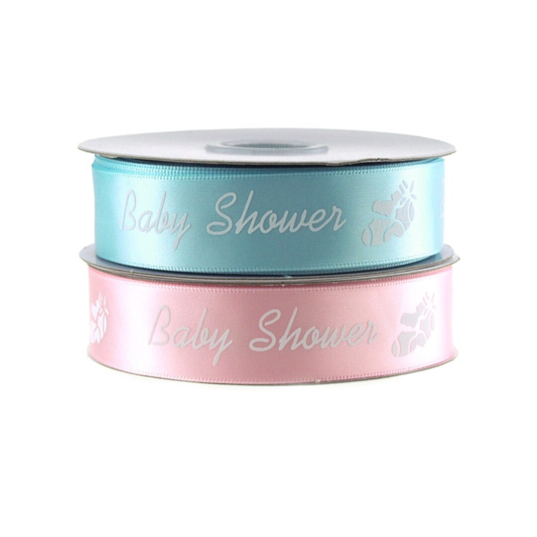 Baby Footprint Satin Ribbon - 1.5 Inch Wide 3 Yard Length Pastel Baby Shower Decoration