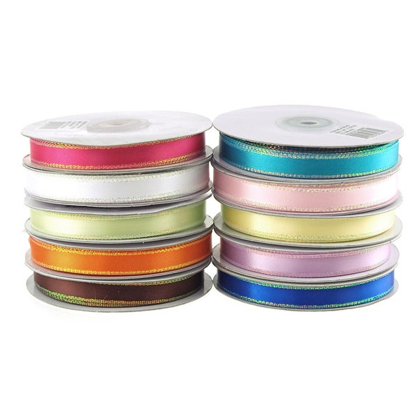 Satin Ribbon with Iridescent Edge, 3/8-inch, 25-yard