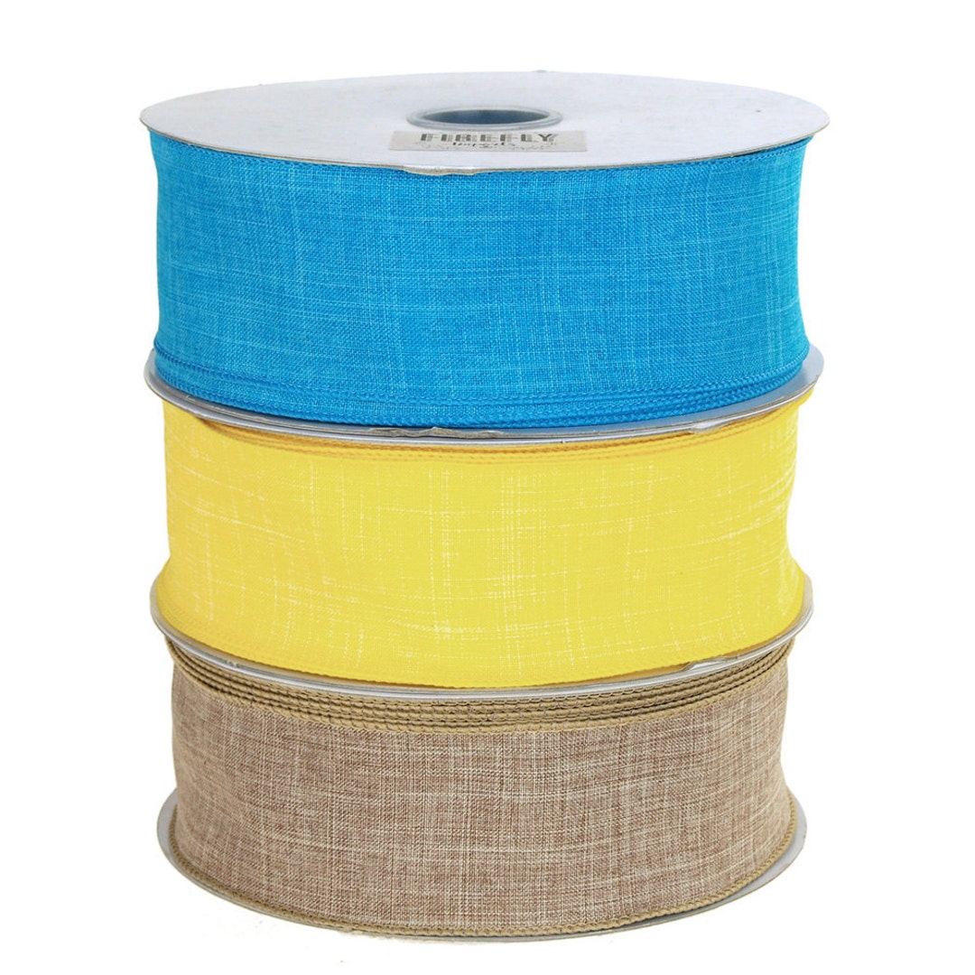 Linen Fabric Ribbon Wired Edge 2-1/2-inch 50 Yards 