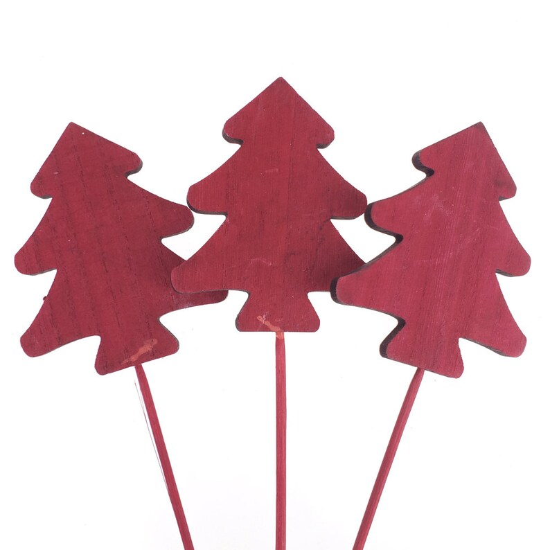 Holiday Christmas Pine Tree Wooden Sticks Red 16inch Etsy Canada