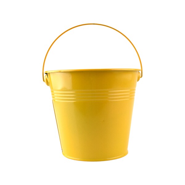 Metal Tin Pail Bucket With Handle, 5-Inch - Gold