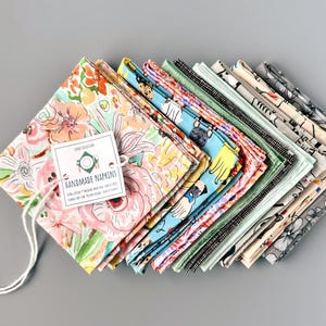 Assorted Cotton Napkins: Reusable 12x12 inch Lunch Box Napkins