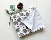 Hedgehog Baby Blanket Double Layer Flannel Baby Blanket Reversible Baby Blanket Gender Neutral Baby Blanket Large Receiving Blanket