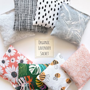 Organic Lavender Sachet: Cotton Fabric, Aromatherapy Gift