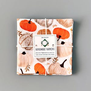 Thanksgiving Cotton Napkins - Set of 6 - Fall Autumn Pumpkins