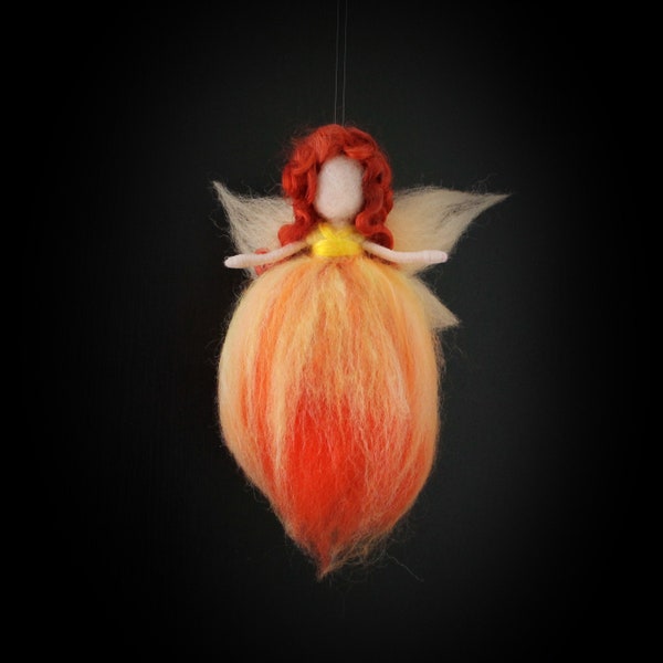 Autumn fairy, Waldorf fairy, Needle felted angel, wool fairy, fire fairy