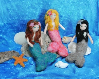Mermaid Doll, Needle Felted Mermaid Toy, Waldorf style Felted Mermaid, Waldorf Fantasy Doll, Custom Mermaid,
