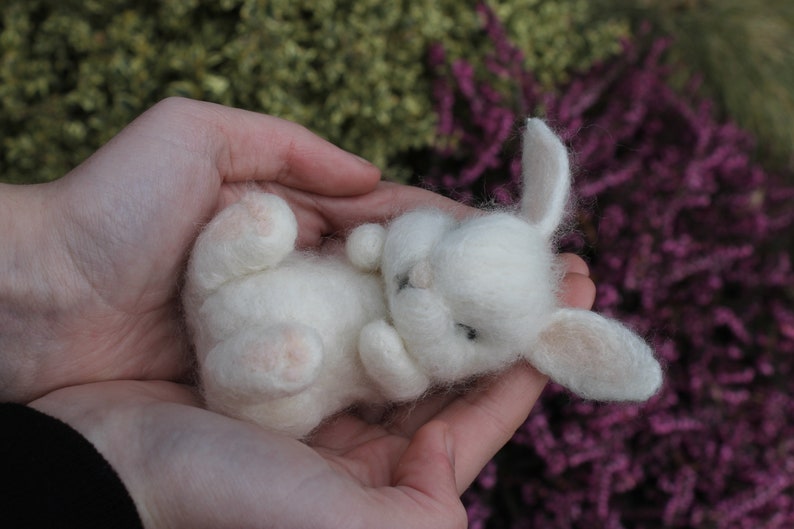Made to Order Needle Felted White Sleeping Baby Bunny Easter - Etsy