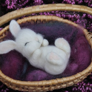 Made to Order Needle Felted White Sleeping Baby Bunny Easter - Etsy