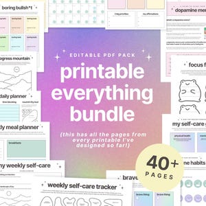 Printable BUNDLE || ADHD Planner, Self Care Tracker Pack, Habit Tracker Template, Digital Planner