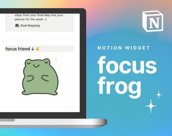 Notion テンプレート ウィジェット || ADHD プランナー用の Focus Friend Frog ウィジェット | ビジュアル プログレス マーカー