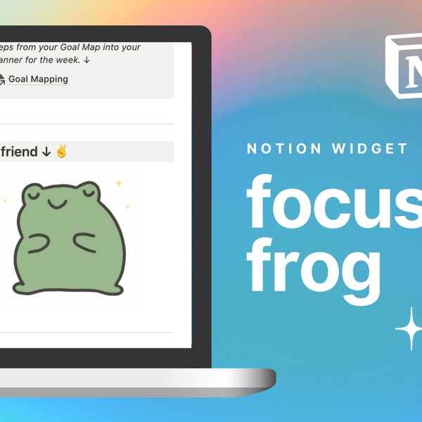 Notion Template Widget || Focus Friend Frog Widget for ADHD Planner | Visual Progress Marker