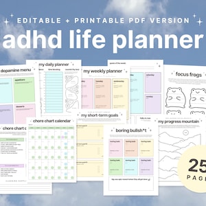 ADHD Planner PRINTABLE Version || ADHD Life Planner | Weekly Planner | Self Care Planner | Habit Tracker