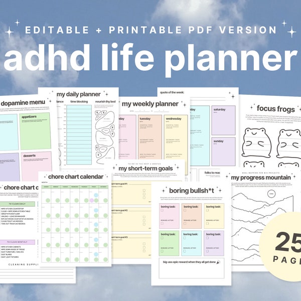 ADHD Planner PRINTABLE Version || ADHD Life Planner | Weekly Planner | Self Care Planner | Habit Tracker