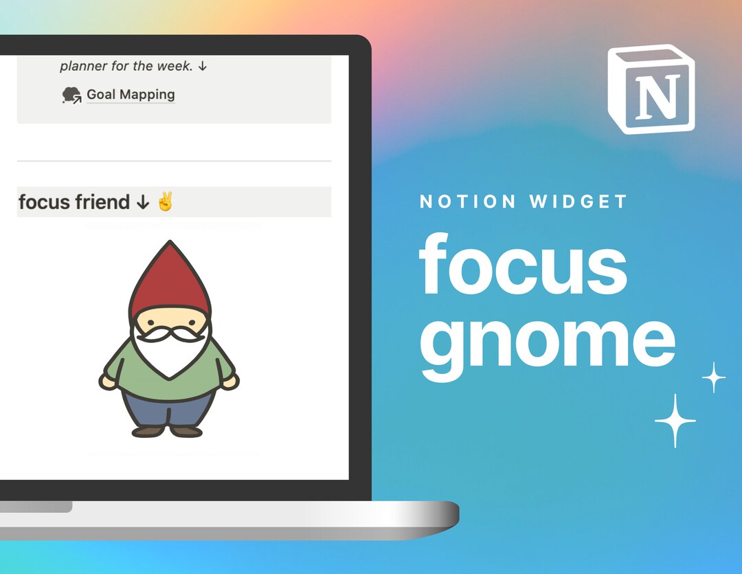 Notion Template Widget || Focus Friend Gnome Widget for ADHD Planner ...