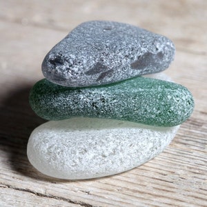 Large Genuine Sea Glass Set for Pendants / 3 pieces (sg-0003-27)