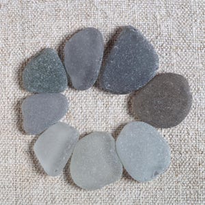 Adriatic Genuine Surf Tumbled Gray Shades Craft Quality Sea Glass / 8 pieces (sg-0008-28)