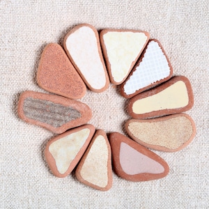Genuine Adriatic Beige, Yellow and Brown Shades Sea Pottery / 10 pieces (sp-0010-72)