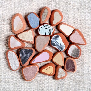 Genuine Small Brown, Beige, Pink, Yellow and Grey Sea Pottery for Jewelry / 20 pieces (sp-0020-16)