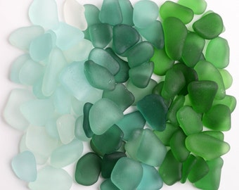 Genuine Aqua, Teal and Emerald Shades Sea Glass Mix / 90 pieces (sg-0090-1)