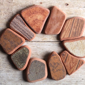 Surf Tumbled Italian Patterned Sea Pottery / 10 pieces (sp-0010-16)