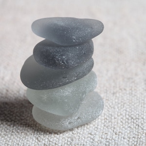 Véritable grand verre de mer italien poli gris de qualité artisanale / 5 pièces (sg-0005-17)