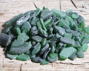 Green Shades Genuine Italian Craft Quality Sea Glass Bulk / 2 lbs (sg-bulk-930-2)