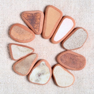 Adriatic Brown Beige Patterned Beach Pottery / 10 pieces (sp-0010-82)