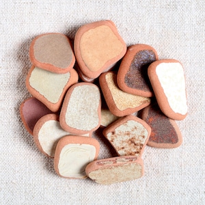 Genuine Brown, Beige  and Grey Sea Pottery for Jewelry / 15 pieces (sp-0015-17)