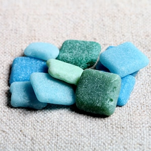 Surf Tumbled italienische Blau-, Grün- und SeaFoam-Milchglas-Mosaik-Meeresfliesen / 10 Stück (sp-0010-91)