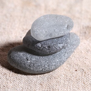 Gray Craft Quality Genuine Surf Tumbled Sea Glass / 3 pieces (sg-0003-30)