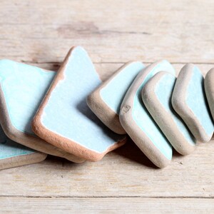Italian Natural Teal Shades Sea Pottery / 8 pieces (sp-0008-33)