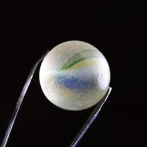 Sea Glass Yellow Blue Green Marble / Italian Marble / Adriatic Marble (Cat Eye) for Jewelry making or Collection (sg-0001-73)