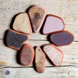 Genuine Adriatic Beige and Brown Shades Sea Pottery / 8 pieces (sp-0008-45)