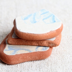 Genuine Adriatic Patterned Blue and Brown Sea Pottery / 3 pieces (sp-0003-34)