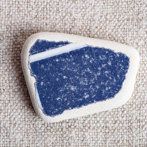 Genuine Adriatic White and Blue Patterned Beach Pottery / 1 piece (sp-0001-13)