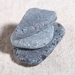 Grand verre de mer véritable gris de qualité artisanale, poli, effet surf, 3 pièces (sg-0003-32)