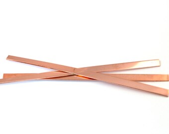 Ten Copper Cuff Blanks - 1/4 Inch by 6 inch - Rounded or Square Ends - 16 gauge Blank for Hand Stamping