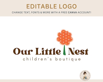 Logotipo de árbol adorable editable: Identidad de marca DIY {Plantilla de Canva}
