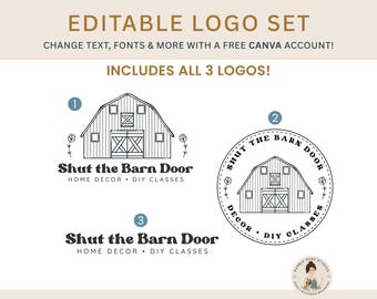 Modèles de logo de grange modifiables : l'ensemble de marque DIY comprend 3 logos (modifiables sur toile, téléchargement numérique)