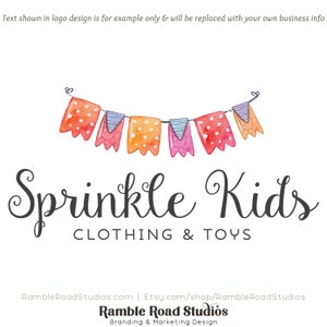Diseño de logotipo de banderines: archivos web e impresos + ¡marcas de agua! - ¡Edición limitada! Ideal para boutiques, tiendas infantiles y mucho más.