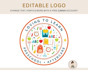Plantilla editable de logotipo preescolar: Diseño de Canva (descarga digital)