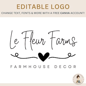 Bewerkbare sjabloon minimalistisch hartlogo – doe-het-zelfcanvasjabloon voor boetiek, woondecoratie, vintage shop en meer – eenvoudig aan te passen in canva!