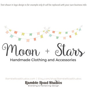 Bunting Premade Logo Design for Web and Print - Limited Edition! Perfect for Photographer, Clothing Boutique, Handmade Shop, Kids + more!
