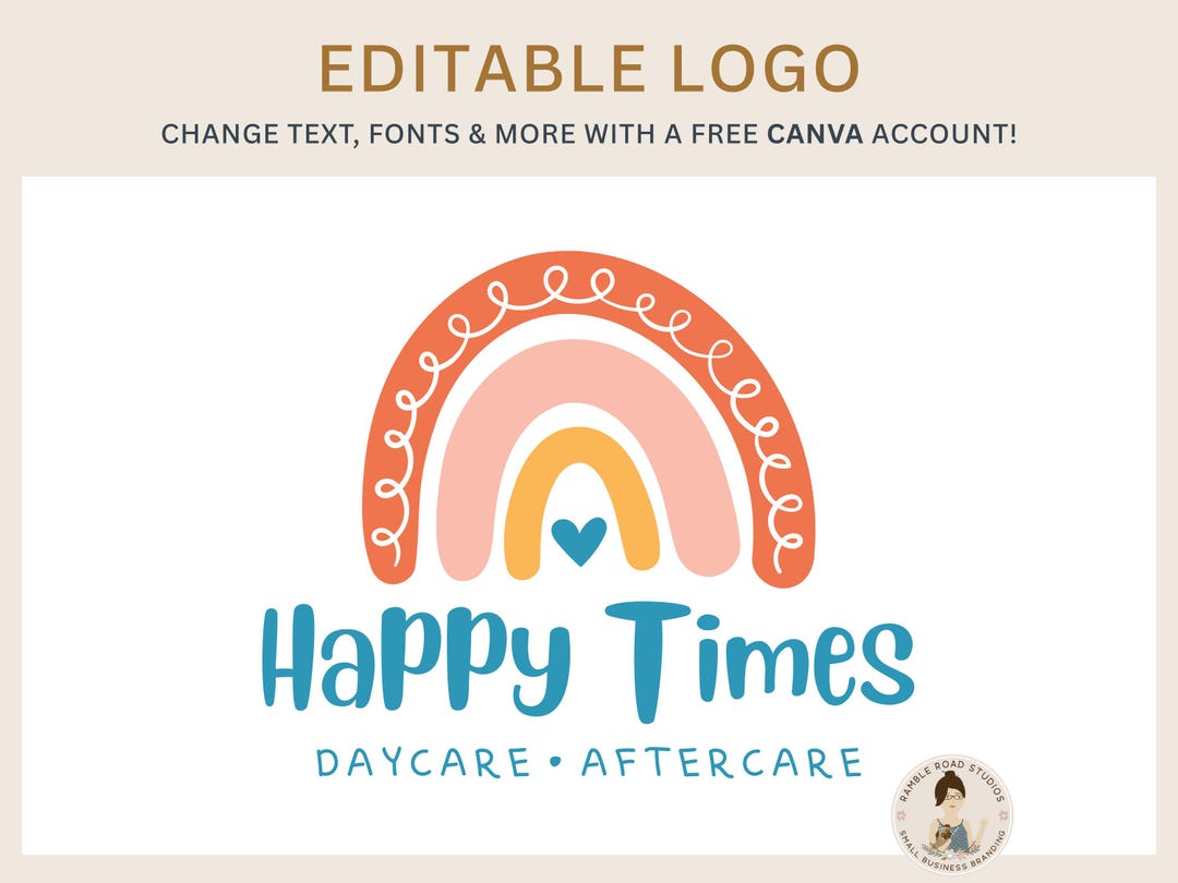 Editable Rainbow Logo Template: DIY Canva Design {digital Download} - Etsy